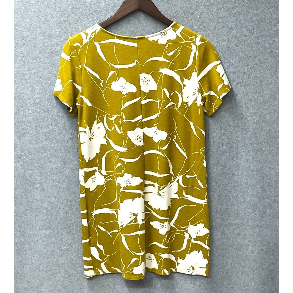 Ann Taylor Mustard Floral Tunic Dress / Top Womens M Casual Summer Lightweight - Picture 5 of 6